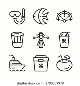 Iconos de la línea de vectores de verano para estancias vacacionales simples