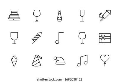 Simple set of holydays icons in trendy line style. Modern vector symbols, isolated on a white background. Linear pictogram pack. Line icons collection for web apps and mobile concept.