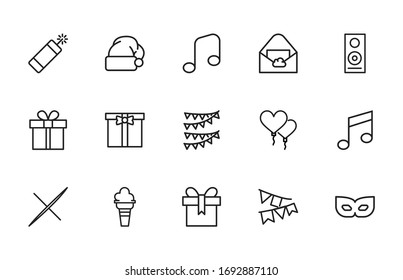 Simple set of holydays icons in trendy line style. Modern vector symbols, isolated on a white background. Linear pictogram pack. Line icons collection for web apps and mobile concept.