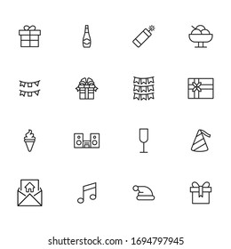 Simple set of holydays icons in trendy line style. Modern vector symbols, isolated on a white background. Linear pictogram pack. Line icons collection for web apps and mobile concept.