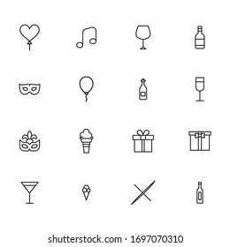 Simple set of holydays icons in trendy line style. Modern vector symbols, isolated on a white background. Linear pictogram pack. Line icons collection for web apps and mobile concept.