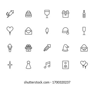 Simple set of holydays icons in trendy line style. Modern vector symbols, isolated on a white background. Linear pictogram pack. Line icons collection for web apps and mobile concept.