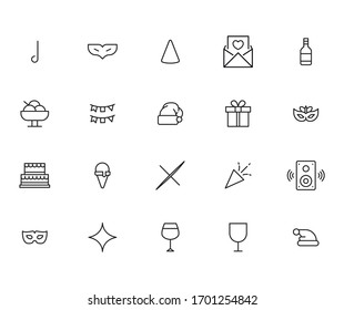 Simple set of holydays icons in trendy line style. Modern vector symbols, isolated on a white background. Linear pictogram pack. Line icons collection for web apps and mobile concept.