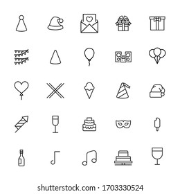 Simple set of holydays icons in trendy line style. Modern vector symbols, isolated on a white background. Linear pictogram pack. Line icons collection for web apps and mobile concept.