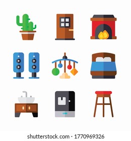 Simple Set Home Decoration Vector Color Icons. Color with Editable stroke