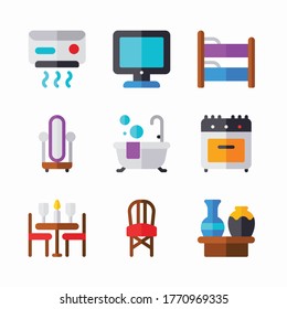 Simple Set Home Decoration Vector Color Icons. Color with Editable stroke
