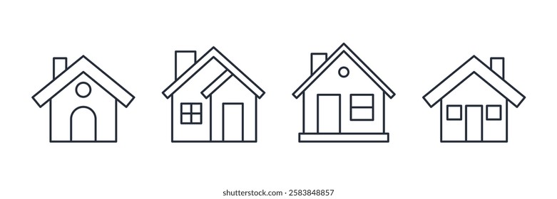 Simple Set Home icon template color editable. House pack symbol vector sign isolated on white background illustration for graphic and web design