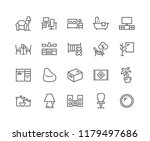 Simple Set of Home Room Types Related Vector Line Icons. Contains such Icons as Kitchen, Living Room, Storage System and more. Editable Stroke. 48x48 Pixel Perfect.