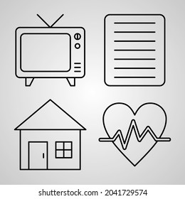 Simple Set of Home Screen Apps Vector Line Icons
