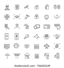 Simple Set of Home Security Related Vector Line Icons