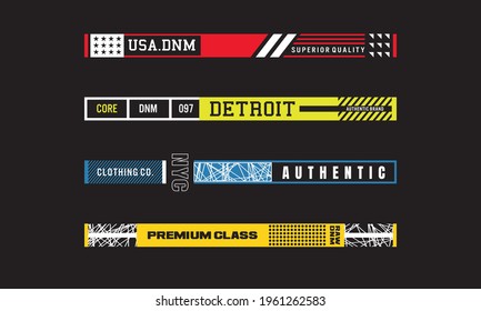 Simple set of horizontal slogans for street wear. t shirt accessories, hoodies, etc