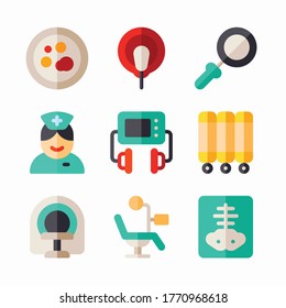 Iconos de color simple de los vectores de hospital