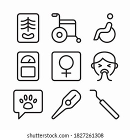 Iconos de color de los vectores hospitalarios simples. Color con trazo editable