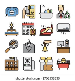 Simple Set of Hotel Related Vector Line Icons Color