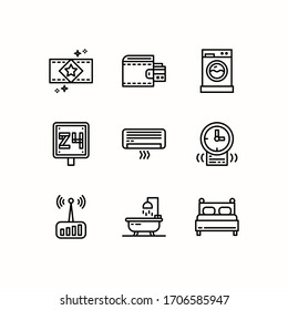 Simple Set of Hotel Related Vector Line Icons