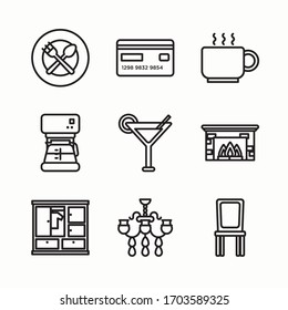 
Simple Set Hotel Service Vector línea Icons. Línea con trazo editable