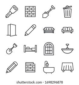 Simple set of house icons in trendy line style. Modern vector symbols, isolated on a white background. Linear pictogram pack. Line icons collection for web apps and mobile concept.