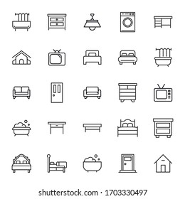 Simple set of house modern thin line icons. Trendy design. Pack of stroke icons. Vector illustration isolated on a white background. Premium quality symbols.