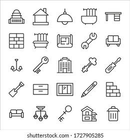 Simple set of house modern thin line icons. Trendy design. Pack of stroke icons. Vector illustration isolated on a white background. Premium quality symbols.