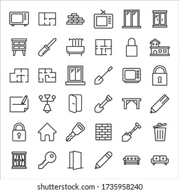 Simple set of house modern thin line icons. Trendy design. Pack of stroke icons. Vector illustration isolated on a white background. Premium quality symbols.