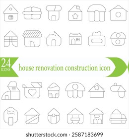 simple set of house renovation construction icon vector home and building property fix repair symbol illustration outline design for web and app