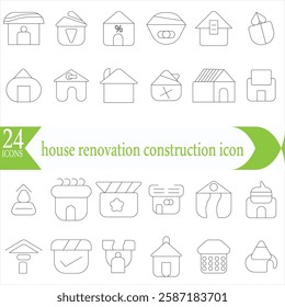 simple set of house renovation construction icon vector home and building property fix repair symbol illustration outline design for web and app