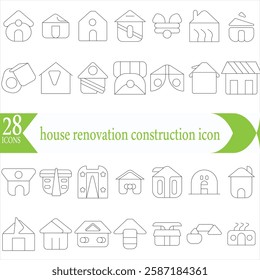 simple set of house renovation construction icon vector home and building property fix repair symbol illustration outline design for web and app