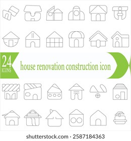 simple set of house renovation construction icon vector home and building property fix repair symbol illustration outline design for web and app