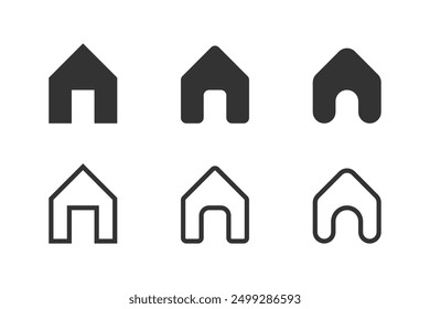 Conjunto simple de Iniciar sesión de la casa en forma y variación perfilada aislado sobre fondo blanco. Iconos del vector en estilo plano