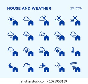 Simple set of house and weather vector line icons