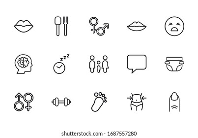 Simple set of human icons in trendy line style. Modern vector symbols, isolated on a white background. Linear pictogram pack. Line icons collection for web apps and mobile concept.