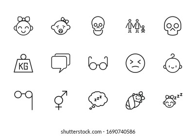 Simple set of human icons in trendy line style. Modern vector symbols, isolated on a white background. Linear pictogram pack. Line icons collection for web apps and mobile concept.
