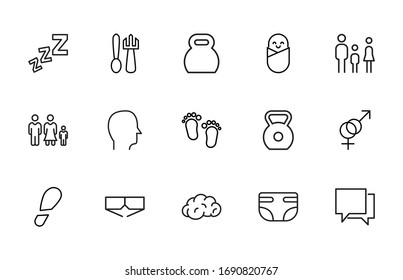 Simple set of human icons in trendy line style. Modern vector symbols, isolated on a white background. Linear pictogram pack. Line icons collection for web apps and mobile concept.
