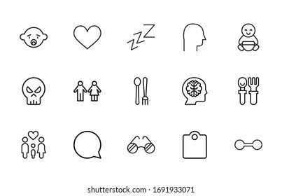 Simple set of human icons in trendy line style. Modern vector symbols, isolated on a white background. Linear pictogram pack. Line icons collection for web apps and mobile concept.