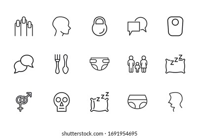 Simple set of human icons in trendy line style. Modern vector symbols, isolated on a white background. Linear pictogram pack. Line icons collection for web apps and mobile concept.