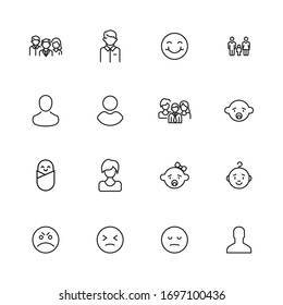 Simple set of human icons in trendy line style. Modern vector symbols, isolated on a white background. Linear pictogram pack. Line icons collection for web apps and mobile concept.