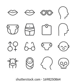 Simple set of human icons in trendy line style. Modern vector symbols, isolated on a white background. Linear pictogram pack. Line icons collection for web apps and mobile concept.