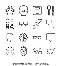 Simple conjunto de iconos humanos en estilo de línea de moda. Símbolos vectoriales modernos, aislados en un fondo blanco. Envase para pictogramas lineales. Colección de iconos de línea para aplicaciones web y concepto móvil.