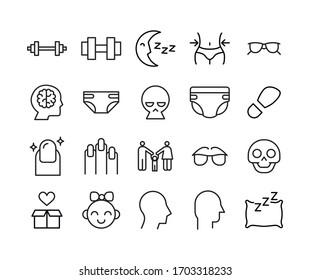 Simple set of human icons in trendy line style. Modern vector symbols, isolated on a white background. Linear pictogram pack. Line icons collection for web apps and mobile concept.
