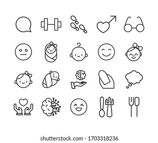Simple set of human icons in trendy line style. Modern vector symbols, isolated on a white background. Linear pictogram pack. Line icons collection for web apps and mobile concept.