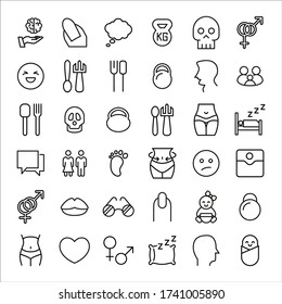 Simple set of human icons in trendy line style. Modern vector symbols, isolated on a white background. Linear pictogram pack. Line icons collection for web apps and mobile concept.