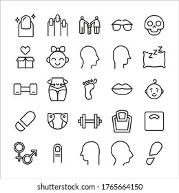 Simple set of human icons in trendy line style. Modern vector symbols, isolated on a white background. Linear pictogram pack. Line icons collection for web apps and mobile concept.