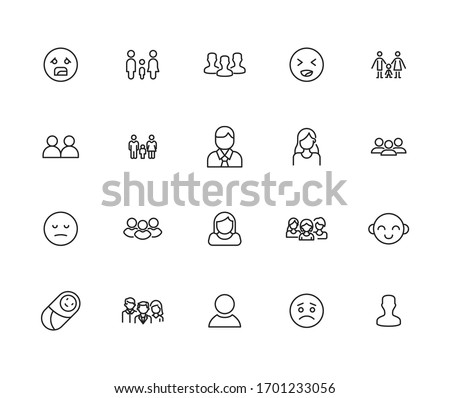 Simple set of human icons in trendy line style. Modern vector symbols, isolated on a white background. Linear pictogram pack. Line icons collection for web apps and mobile concept.