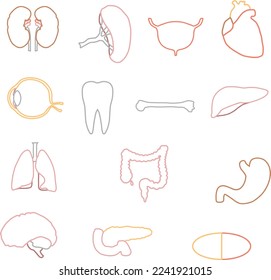 Einfache Set von menschlichen Organen und anatomisch verwandte Vektorliniensymbole. Übersicht über die Symbolsammlung. Anatomie und innere Organe Vektorsymbol Stockillustration.