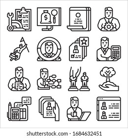 Conjunto simple de iconos de línea de vectores relacionados con recursos humanos