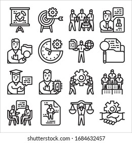 Conjunto simple de iconos de línea de vectores relacionados con recursos humanos