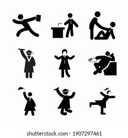 Iconos simples de línea de vectores humanos