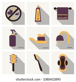 Simple Set of Hygiene Vector Icons. Contains such Icons as Washing Hands, Shower, Antibacterial Soap and more.Editable Stroke.