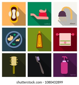 Simple Set of Hygiene Vector Icons. Contains such Icons as Washing Hands, Shower, Antibacterial Soap and more.Editable Stroke.