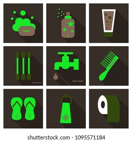 Simple Set of Hygiene Vector Icons. Contains such Icons as Washing Hands, Shower, Antibacterial Soap and more.Editable Stroke.